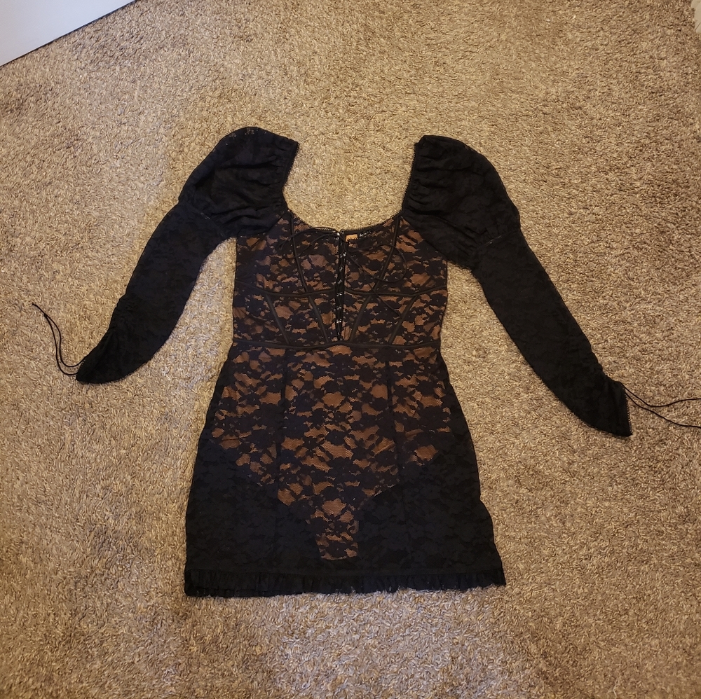 For Love & Lemons Black Lace Dress